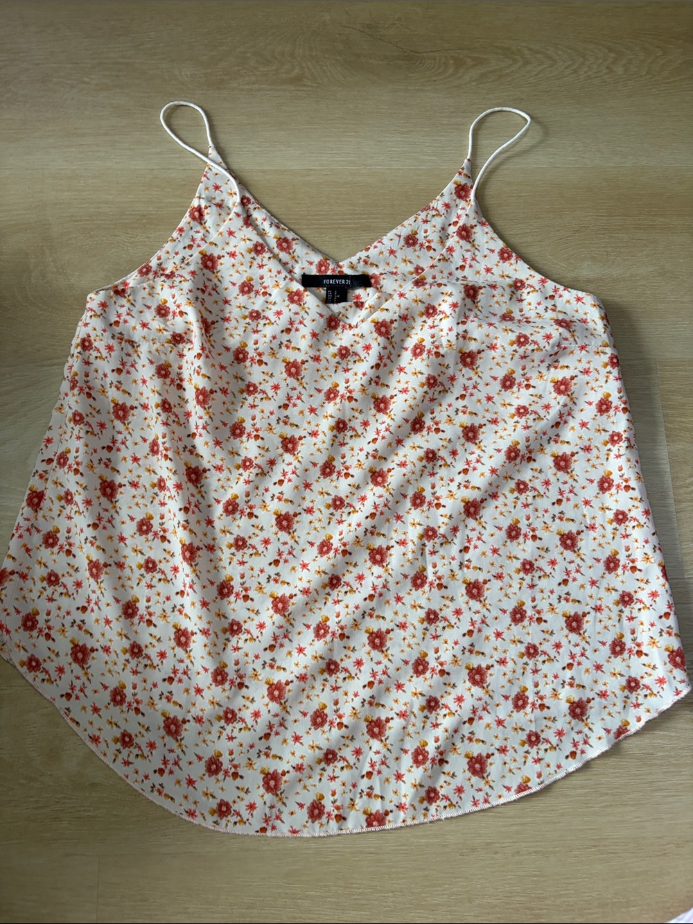 Forever 21 White Ditsy Floral V-Neck Cami Tank Top Size S